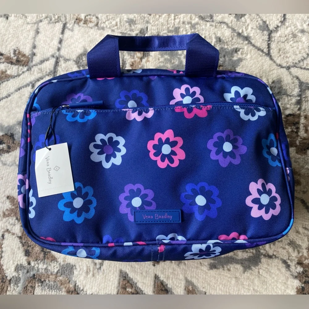 NWT New Ellie Floral Print Travel Organizer Vibrant Blue Pink Navy Purple Color